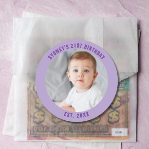 Custom Photo 21st 2Oth 30th 40th Birthday Party Classic Round Sticker