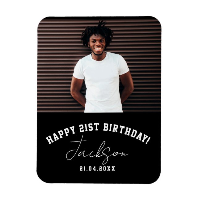 Custom Photo 21st Birthday Party Memory Keepsake Magnet (Vertical)