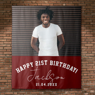 Custom Photo 21st Birthday Party Wall Backdrop Tapestry