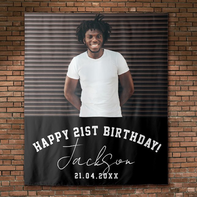Custom Photo 21st Birthday Party Wall Backdrop Tapestry (Creator Uploaded)