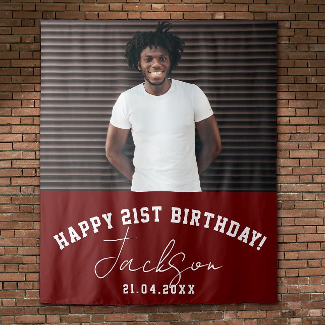 Custom Photo 21st Birthday Party Wall Backdrop Tapestry (Creator Uploaded)