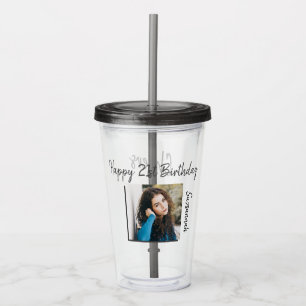 Custom Photo 21st Happy Birthday Party Template Acrylic Tumbler