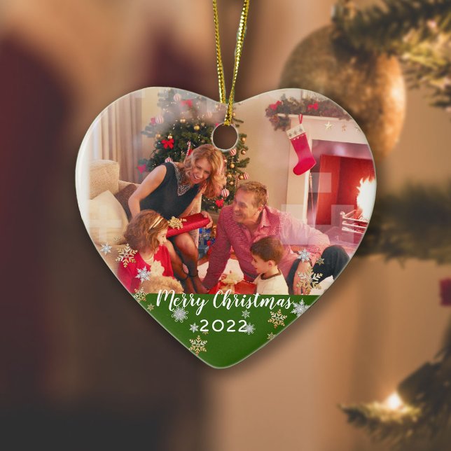 Custom Photo 2-sided Merry Christmas Ceramic Tree Decoration (Creator Uploaded)