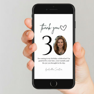 Custom Photo 30th Birthday Thank You Card