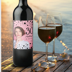 Custom Photo 30th Brthday Paper Plate Wine Label