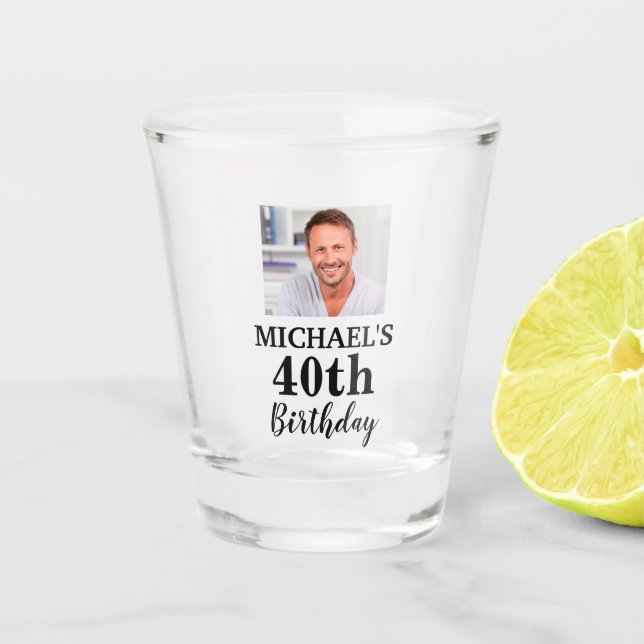 Custom Photo 40th Birthday Party Favour Shot Glass (Front)