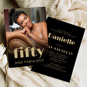 Custom Photo 50 and Fabulous 50th Birthday Party Invitation