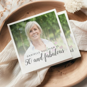 Custom Photo 50 and Fabulous Birthday Party Napkin