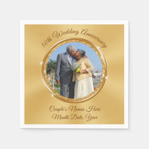 Custom Photo 50th Anniversary Beverage Napkins