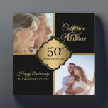 Custom photo 50th Anniversary  Plaque<br><div class="desc">Your photo and text for the 50th wedding anniversary with golden black frame in the middle</div>