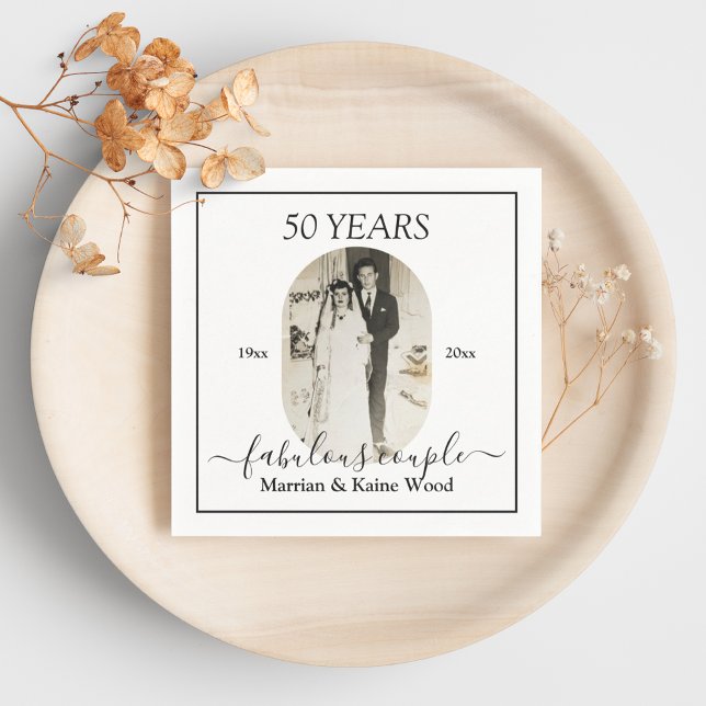 Custom Photo 50th Anniversary Wedding Birthday  Napkin (Creator Uploaded)