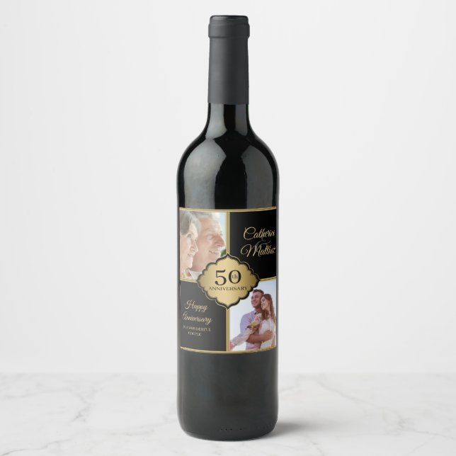 Custom photo 50th Anniversary Wine Label (Front)