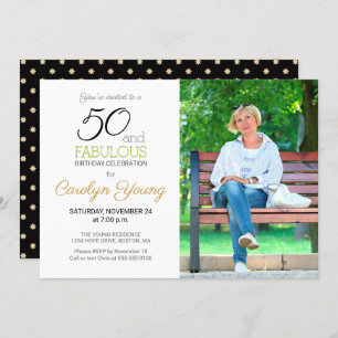 Custom Photo 50th Birthday Party 50 and Fabulous Invitation