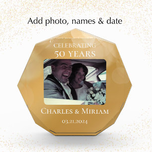 Custom Photo 50th Golden Anniversary Keepsake Gift Block