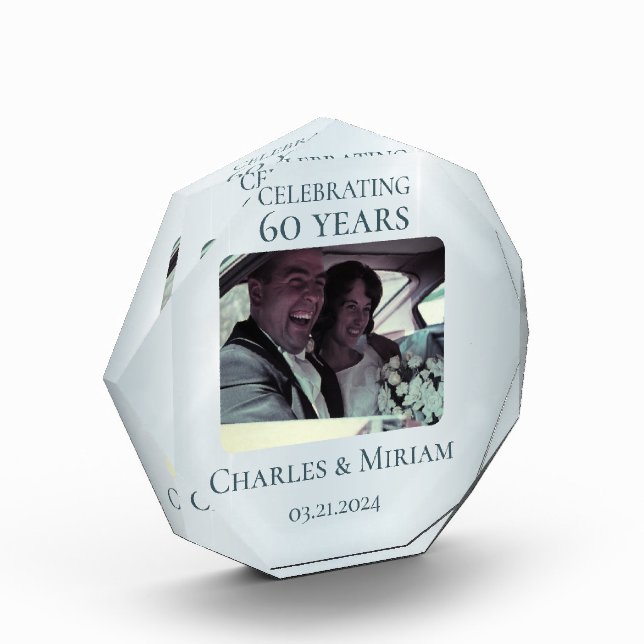Custom Photo 60th Diamond Anniversary Keepsake Block (Left)