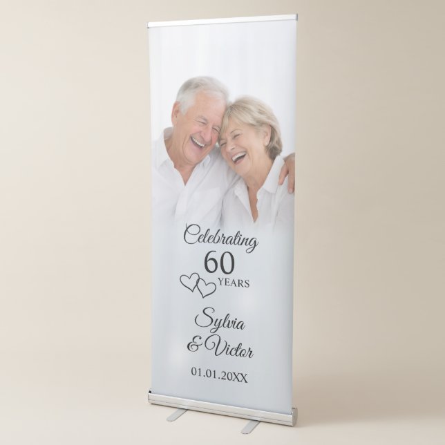 Custom Photo 60th Wedding Anniversary Welcome Sign (3/4)