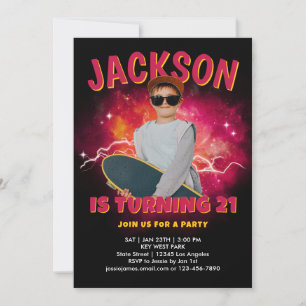 Custom Photo 90s Retro Bootleg Birthday Party Invitation