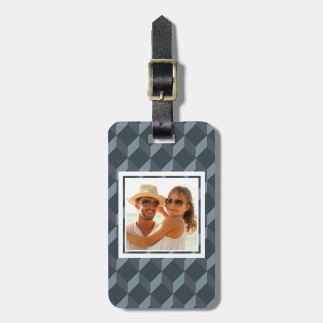 Custom Photo Abstract Geometric Background Pattern Luggage Tag (Front Vertical)