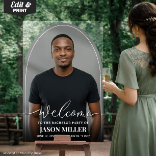 Custom Photo Acrylic Arch Bachelor Party Welcome Sign