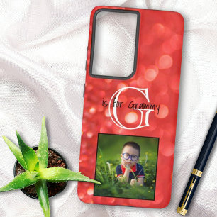 Custom Photo Add A Name Monogram Coral Glitter Samsung Galaxy Case