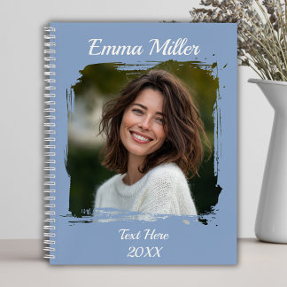 Custom Photo | Add Name or Text | Dusty Blue Notebook