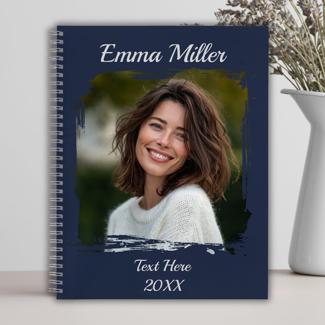 Custom Photo | Add Name or Text | Navy Blue  Notebook (Creator Uploaded)