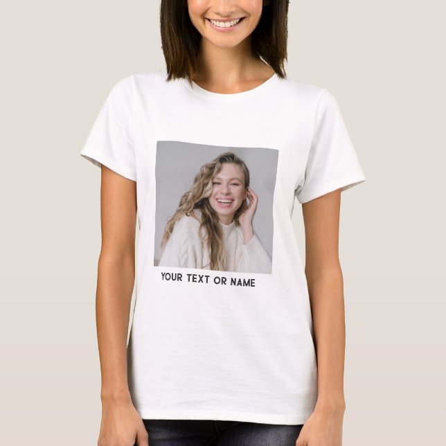 Custom Photo Add Name Text Personalised T-Shirt (Front)