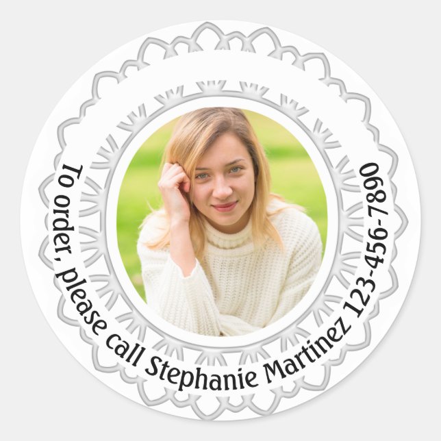 Custom Photo Advertising Business Sales Marketing Classic Round Sticker (Front)