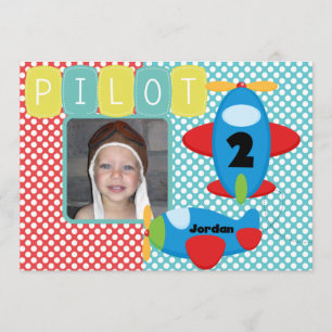 Custom Photo Aeroplane Pilot Birthday Invitation