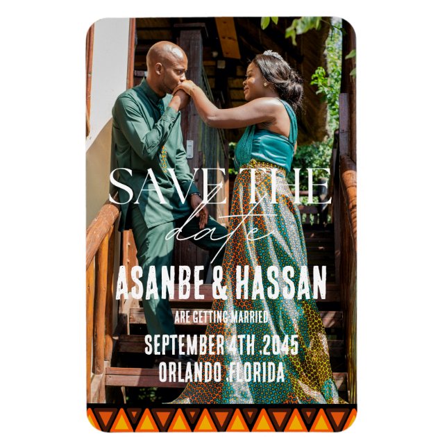 Custom Photo African Ethnic Wedding Save the Date  Magnet (Vertical)