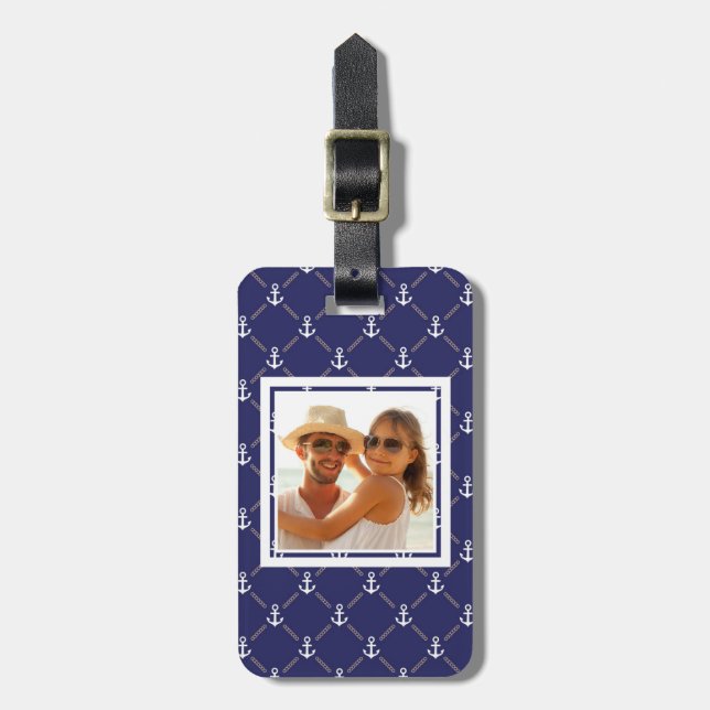 Custom Photo Anchor pattern Luggage Tag (Front Vertical)