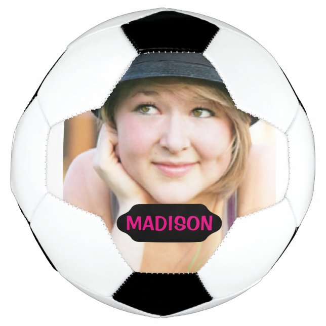 Custom photo and black name plate football (Front)