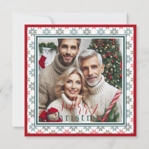 Custom Photo and Christmas Poinsettia Holiday Card