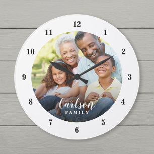 Custom Photo and Family Name Personalised Large Clock