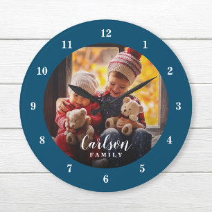 Custom Photo and Family Name Personalised Large Clock