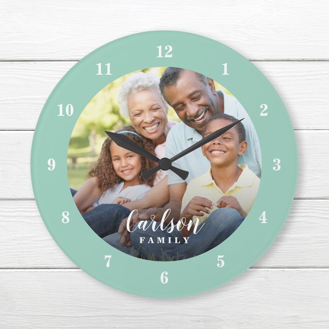 Custom Photo and Family Name Personalized Large Clock (Creator Uploaded)