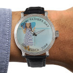 Custom Photo and Greeting Fathers Day Watch<br><div class="desc">Custom photo watch - perfect for any occasion. The photo template is set up for you to upload your own photo and you can also edit all of the wording. The sample wording reads "happy father's day love from [name] · [year]" all of which can be personalised. Square photo or...</div>