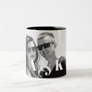 Custom Photo and Large Monogram Initials Two-Tone Coffee Mug
