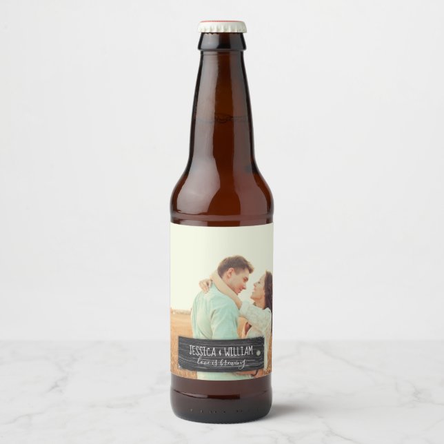 Custom Photo and Message Rustic Style Beer Bottle Label (Front)