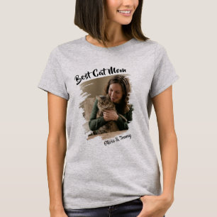 Custom Photo and Name Best Cat Mum T-Shirt
