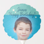 Custom Photo and Name Birthday Balloon<br><div class="desc">With little stars and watercolor back. Add a photo and change the text easily!</div>