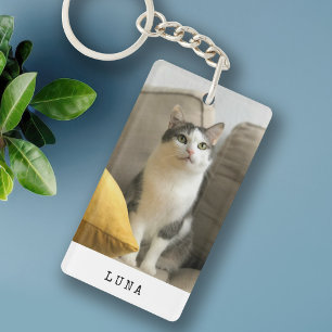 Custom Photo and Name Cat  Key Ring