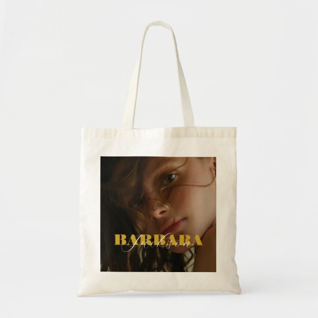 Custom Photo and Name Double Sided Tote Bag (Front)