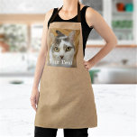 Custom Photo and Name Kraft Paper Texture Adult Apron<br><div class="desc">Upload a photo, add a name or text, and easily create your personalised apron. Click CUSTOMIZE to change the text colour. You can TRANSFER this DESIGN on other Zazzle products and adjust it to fit most of the Zazzle items. Standard Studio designs are made in high-resolution vector graphics for a...</div>