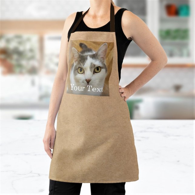 Custom Photo and Name Kraft Paper Texture Adult Apron (Creator Uploaded)