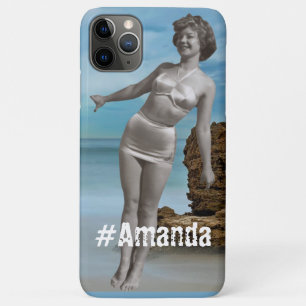 Custom photo and name Modern summer beach blue iPhone 11 Pro Max Case