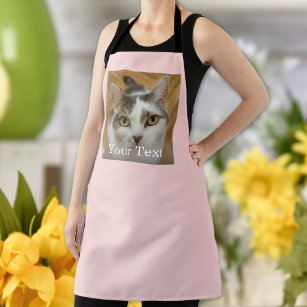 Custom Photo and Name Personalised Adult Pink Apron