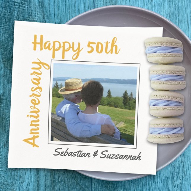 Custom Photo and Name Special Wedding Anniversary Napkin (Creator Uploaded)