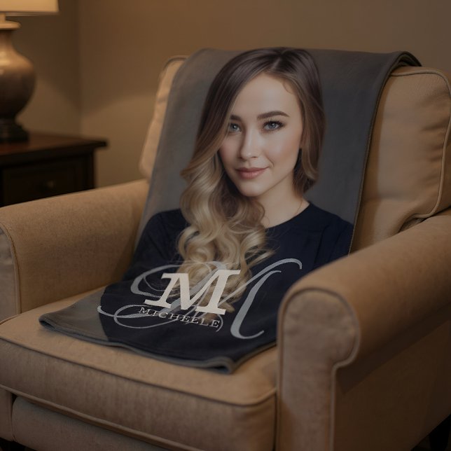 Custom Photo and Name Typography Fleece Blanket (Creator Uploaded)