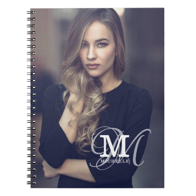 Custom Photo and Name Typography Notebook (Front)